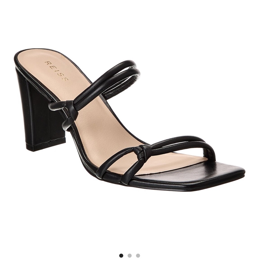 NIB Reiss Emmy Black Strappy Leather Sandals Block Heel 36